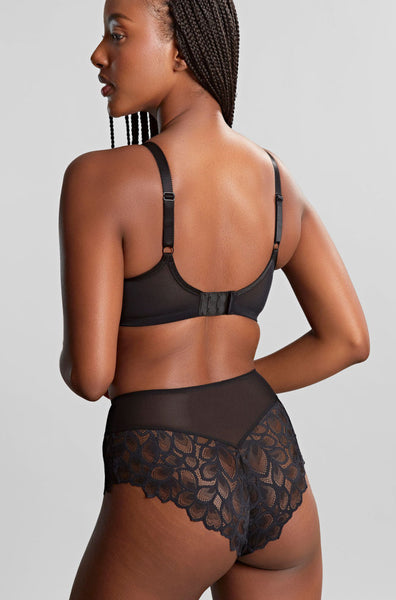 Panache Allure High Waist Deep Brief Black Lace Cotton Gusset