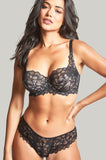 Panache black lace full cup underwire bra with intricate detailing and adjustable straps