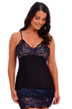 Midnight blue Emmaline chemise slip by Fantasie, featuring delicate lace trim and adjustable straps.