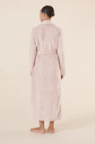 Soft pink long plush robe by GINGER LILY, available in sizes S, M, L