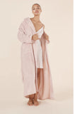 Soft pink Imogin long plush robe by GINGER LILY, available in sizes S, M, L, perfect for cozy sleepwear.