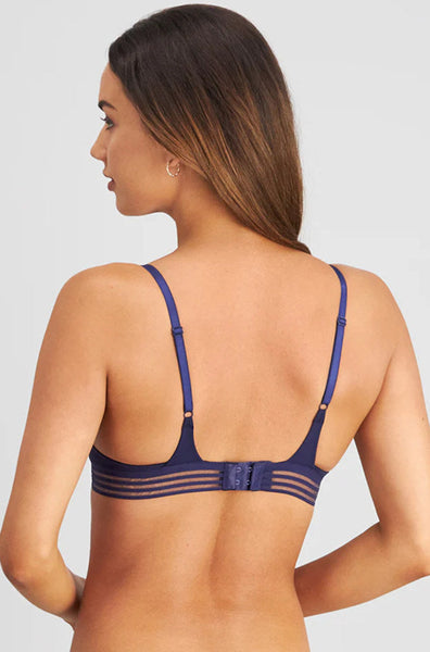 Stripe Elastic Demi Bra (Medievil Blue)