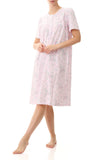 Givoni Callie Cotton Nightie - Lilac Floral Short Sleeve