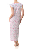 Pink floral cotton nightie with flutter sleeves, size S, by GIVONI