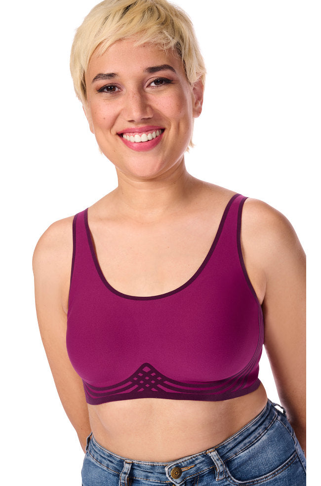 Clarissa Wirefree Mastectomy Bra Magenta | T-Shirt Bra Available exclusively in size 3XL