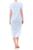 Blue cotton EMMA Mid Nightie by Givoni with short sleeves and relaxed fit