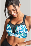 Panache UW Sports Bra in Digital Bloom, designed for larger cup sizes, featuring adjustable straps and moisture-wicking fabr