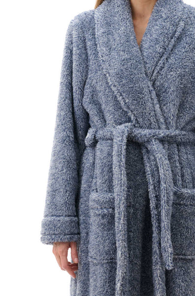 Luxury Fleece Long Gown (Navy Marl) Available in S only