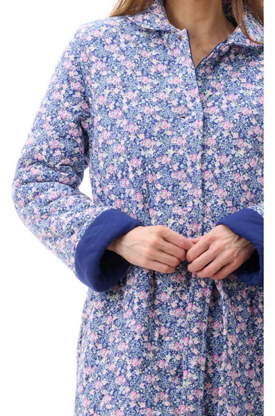 Becky Long Quilted Dressing Gown (Royal Blue) Available in XXL only