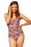 Psychedelic One Piece Swimsuit (Wave) Available in size 16 only