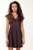 Lingadore Annabelle Satin Chemise Dark Pepper - Mesh Sleeves