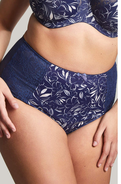 Sculptresse Chi Chi High Waist Brief Blue Meadow Lace Mesh