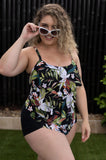 Ruffle Vacation Leaf Tankini Top (Tropical) Available in size 12 only