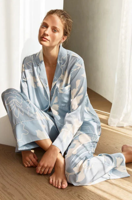Britney Fleur Royal Viscose Pajama Set - Ski Pants & Top L/2L