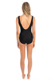Odessa V-Neck Zip One Piece (Black & White) Available in size 8 only