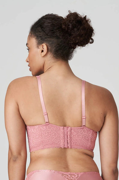 Sunset longline underwire bra in size 10DD and 18D by Primadonna, featuring lace details and supportive cups.