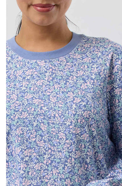 Flowerette Cotton Ski PJ Set (Denim) Available in sizes 22 and 24 only