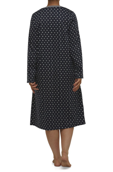Midnight blue calf-length nightie made of soft fabric, featuring a relaxed fit and short sleeves by SCHRANK.