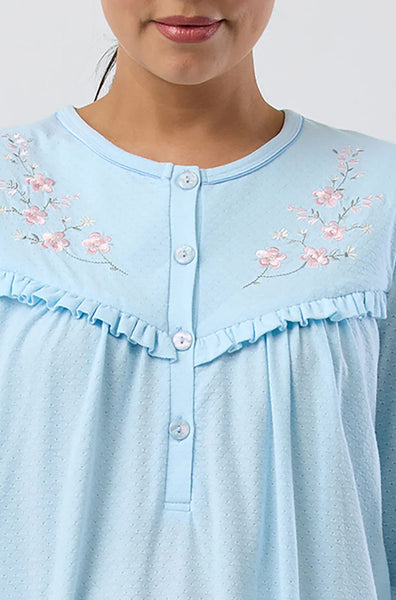 Fleur Embroidered Nightie (Aqua) Available in sizes 18-26