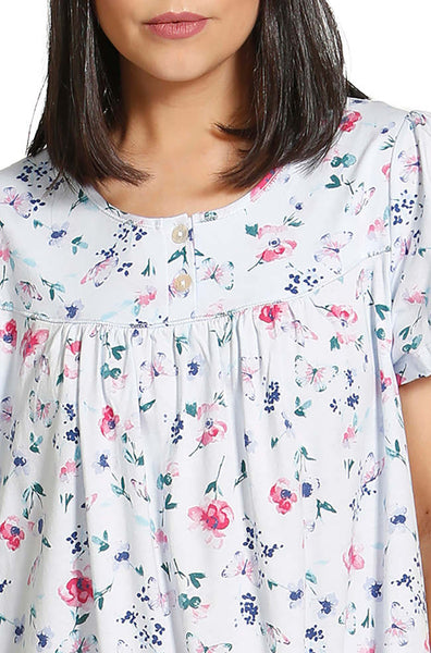 Schrank Cotton Butterfly Nightie Blue Short Sleeve Size 12