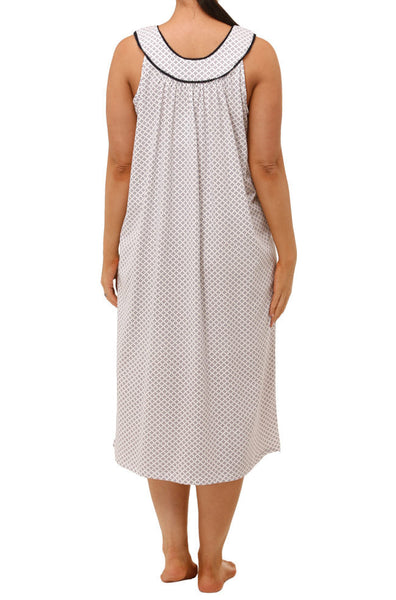White sleeveless cotton nightie by SCHRANK, available in size 14 and 20, featuring a relaxed fit for comfort.