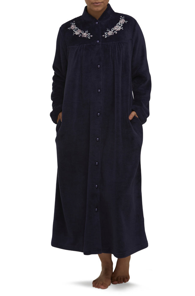 Saskia Button Dressing Gown (Navy)
