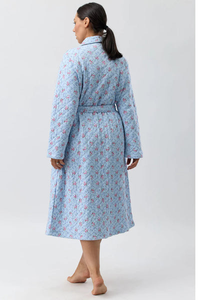Posy Quilt Button Dressing Gown (Blue) Available in size L only