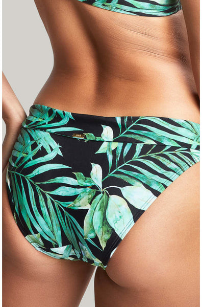 Bali Fold Palm Print Bikini Briefs - Flattering Tropical Bottom Size 8