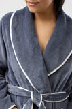 Ella Dressing Gown Slate - Soft Polyester Robe with Satin Trim XL