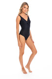 Textured Twist One Piece (Black) Available in size 16 only