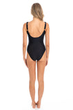 Textured Twist One Piece (Black) Available in size 16 only