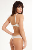 Ivory scalloped lace semi-sheer G-string lingerie with bow detail by Lingadore