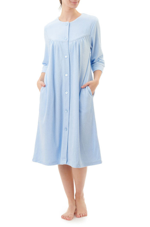 Fionne Button Dressing  Gown (Sky) Available in size 2XL only