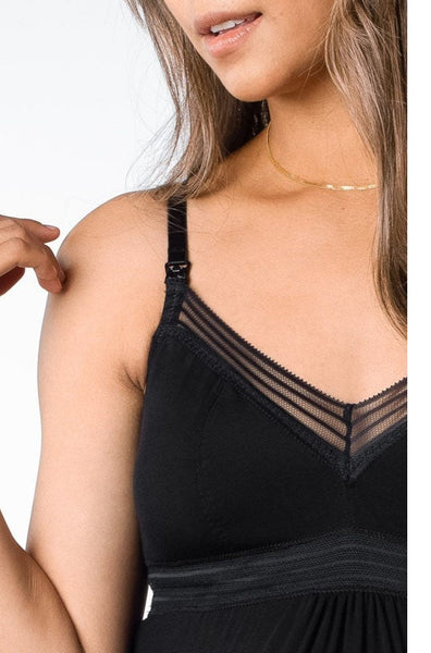 Hotmilk Dream Multifit Wirefree Nightie - Black Nursing Sleepwear
