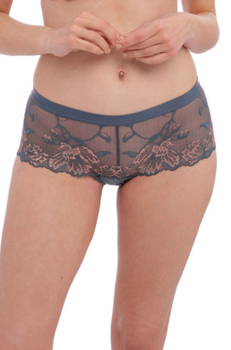 LingaDore Art Briefs Jade Blue - Semi-Sheer Eyelash Lace