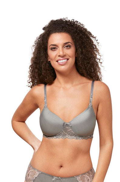 Floral Chic Wirefree Tee Shirt Bra (Urban Grey) Available in size 10A only - Not Just Bras