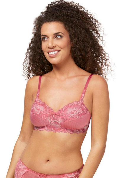 Strawberry rose floral wire-free bra in size 10A by Amoena with elegant design and soft fabric