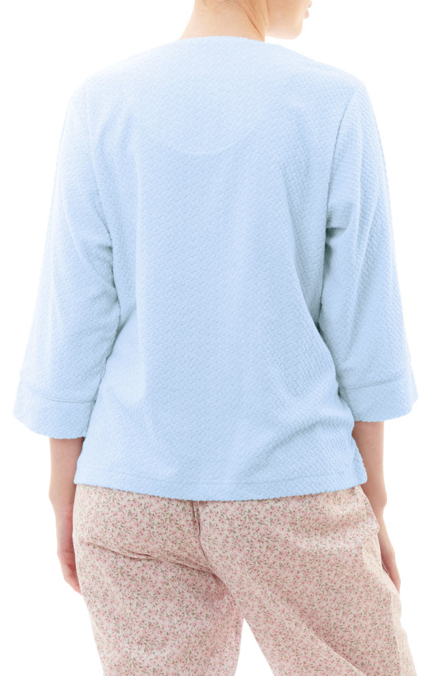 Trish Cotton Poly Bed Jacket (Sky) Available in sizes XL-2XL.