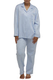 Blue cotton button-front pajama set with contrasting piping, size 24 by Schrank