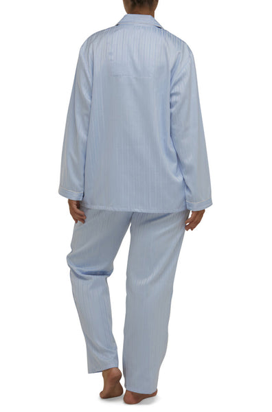 Blue cotton button-front pajama set with contrasting piping, Schrank Casandra Classic, size 24