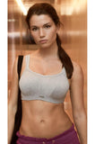 Grey marle Panache sports bra designed for larger cup sizes, featuring a supportive fit and adjustable straps.