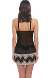 Wacoal Embrace Lace Chemise - Black & Nude Adjustable Straps