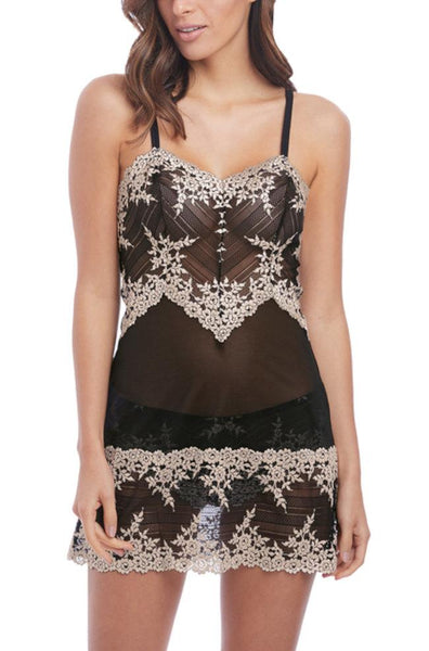 Wacoal Embrace Lace Chemise - Black & Nude Adjustable Straps