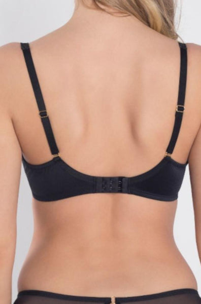 Black and nude Perla UW bra with lace detailing, designed for larger cup sizes by Samanta.
