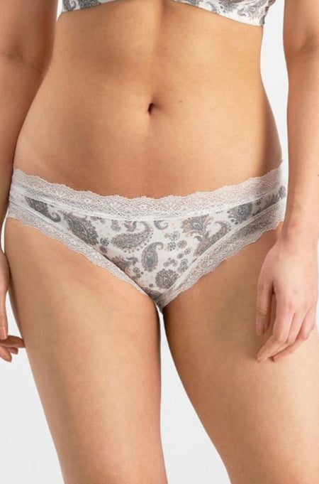 Jasmine Brief (Grey Animal) . Available in size 18 only