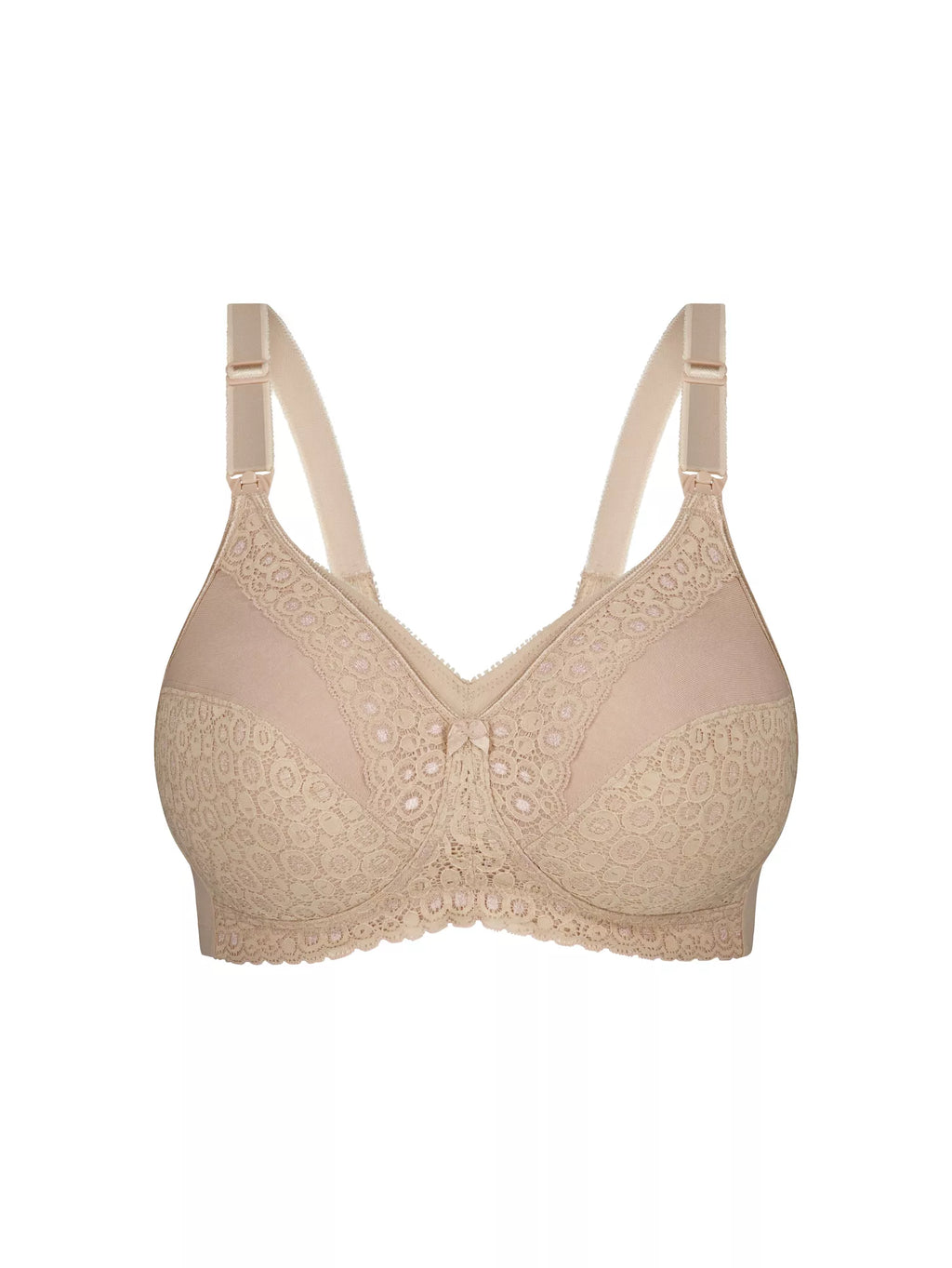 Lace Nursing Bra Nude - Drop-Down Cups Wire-Free