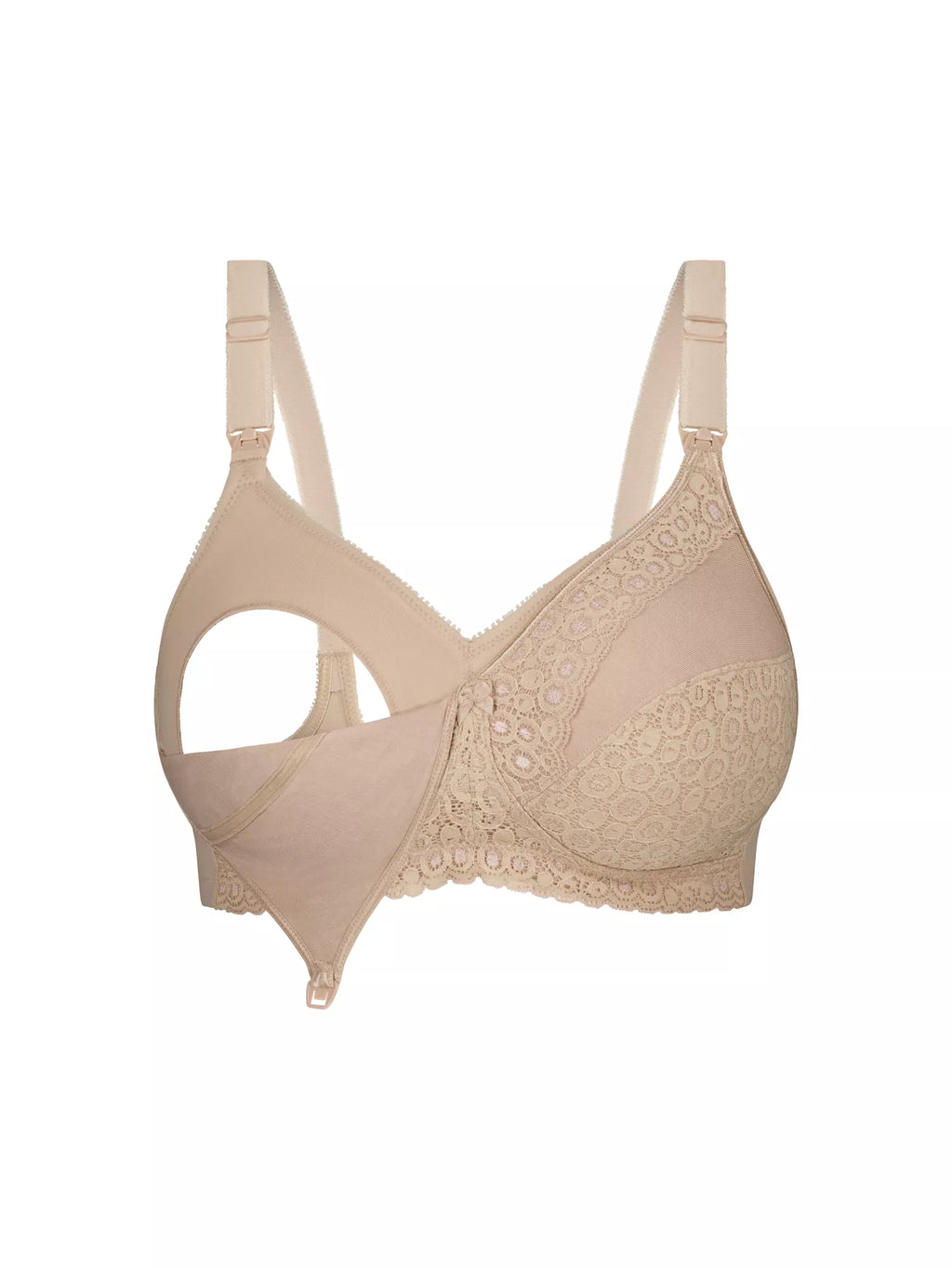 Lace Nursing Bra Nude - Drop-Down Cups Wire-Free
