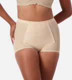 Triumph Belform Support Control Panty in skin nude, seamless underwear with shaping and comfortable fit, shown on model.