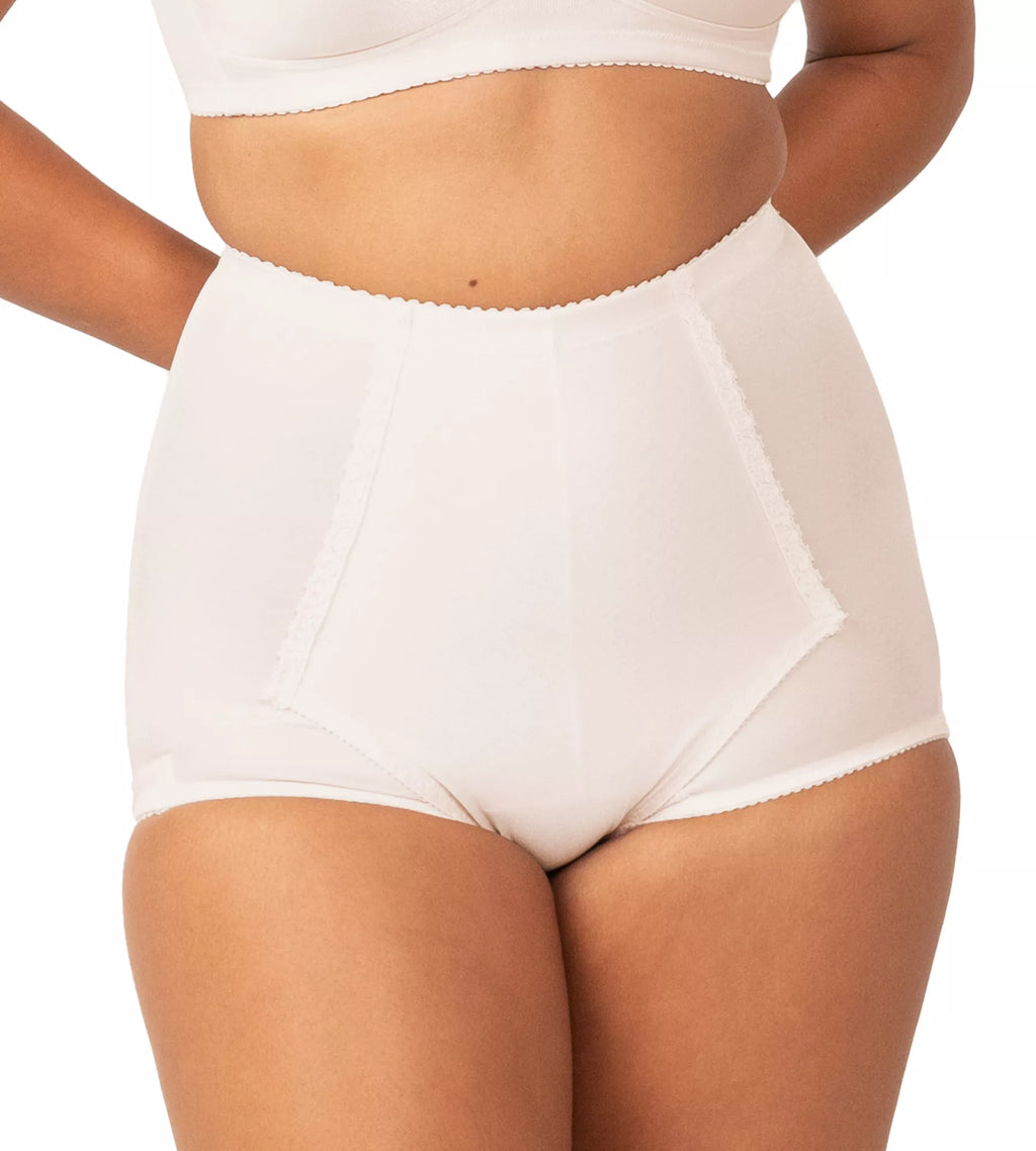 Triumph Belform Support Control Panty in skin nude, seamless undergarment with shaping fit, visible on model's lower torso.