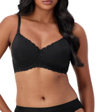 Black Triumph Mama Lace maternity bra with softcup, wire-free design and delicate lace details for comfortable support.